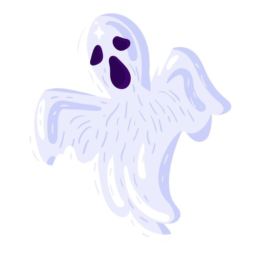 Spooky Halloween ghost icon on white background vector