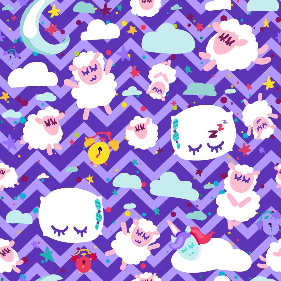 Bedtime, good night sleep vector seamless pattern