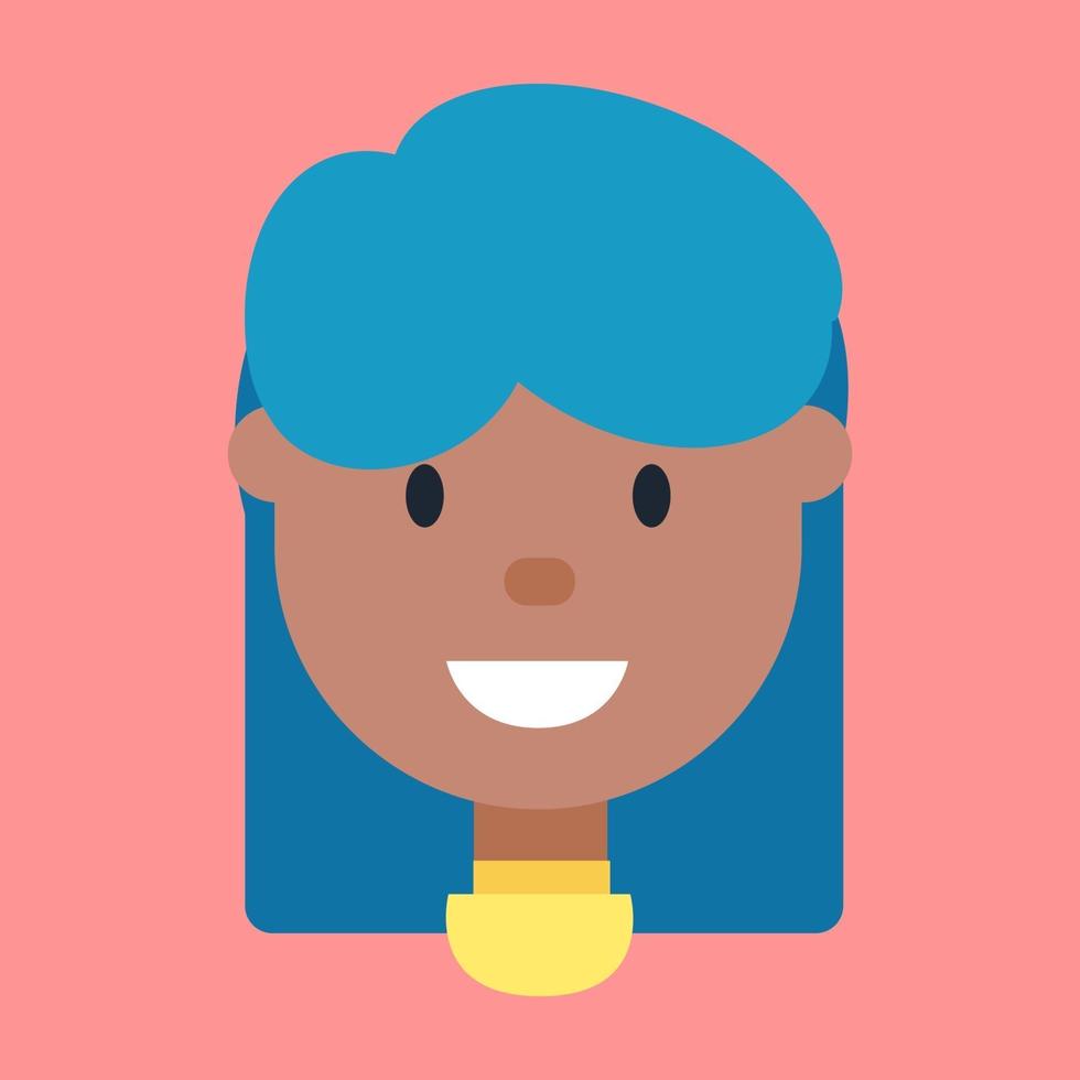 avatar de mujer afroamericana con cabello azul vector