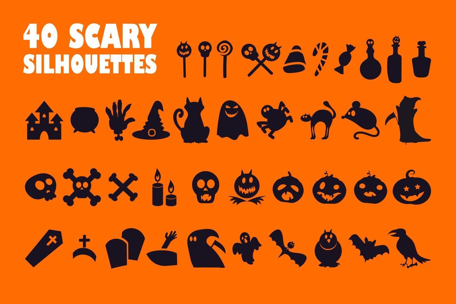 iconos de glifo negro de halloween en espacio en blanco vector