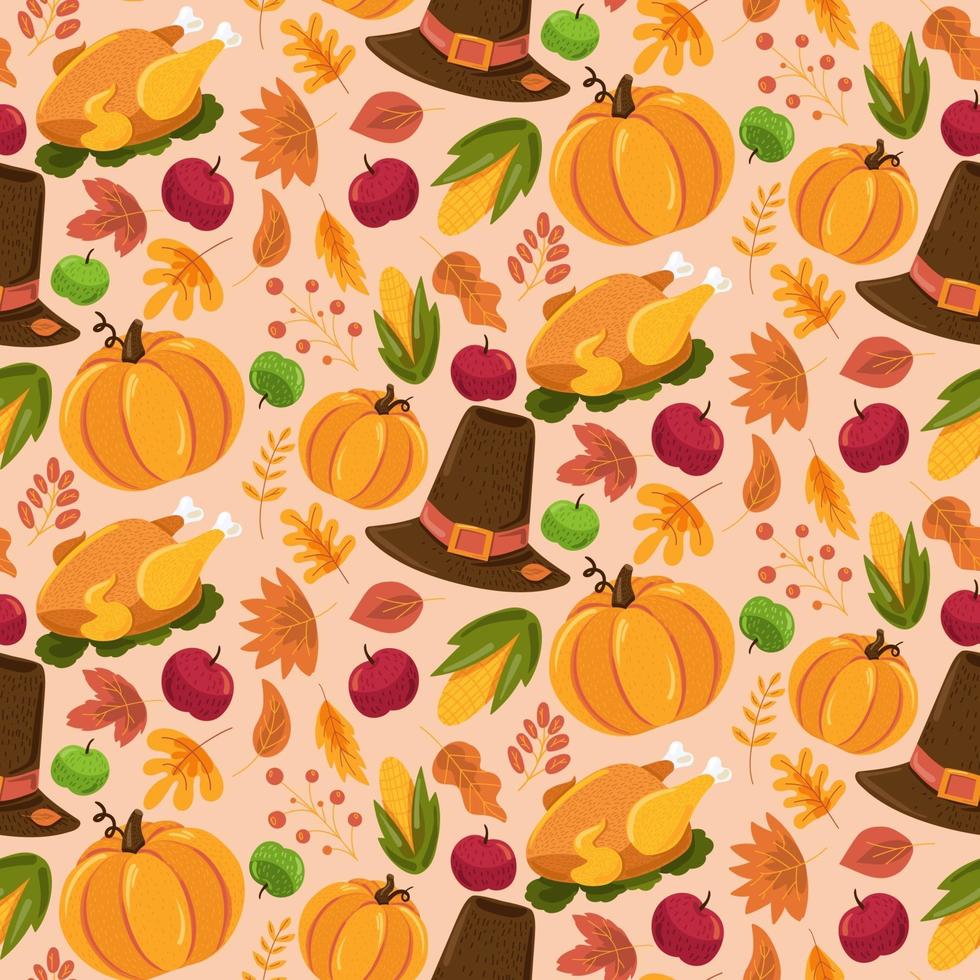 Autumn seamless pattern, cute fall texture design vector