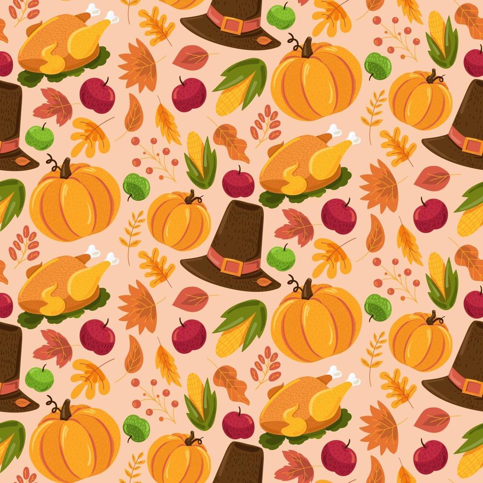 Autumn seamless pattern, cute fall texture design vector