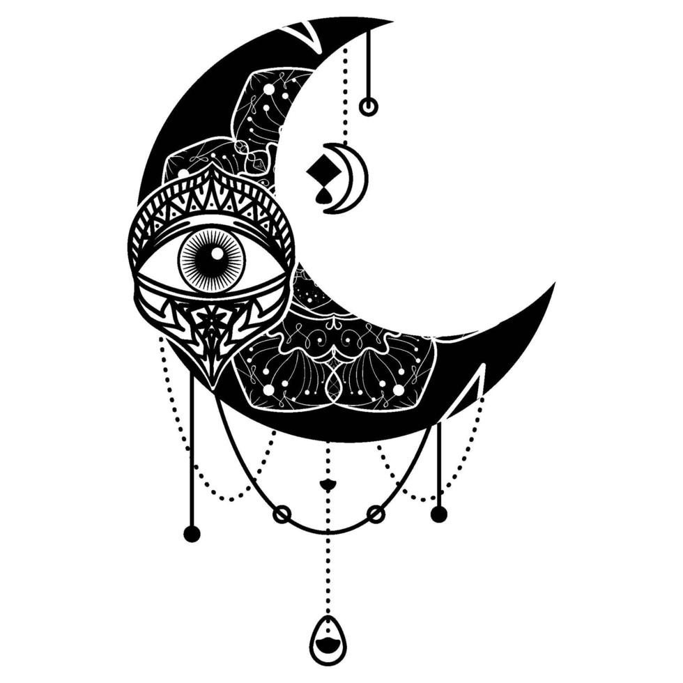 Crescent moon eye contour symbol vector