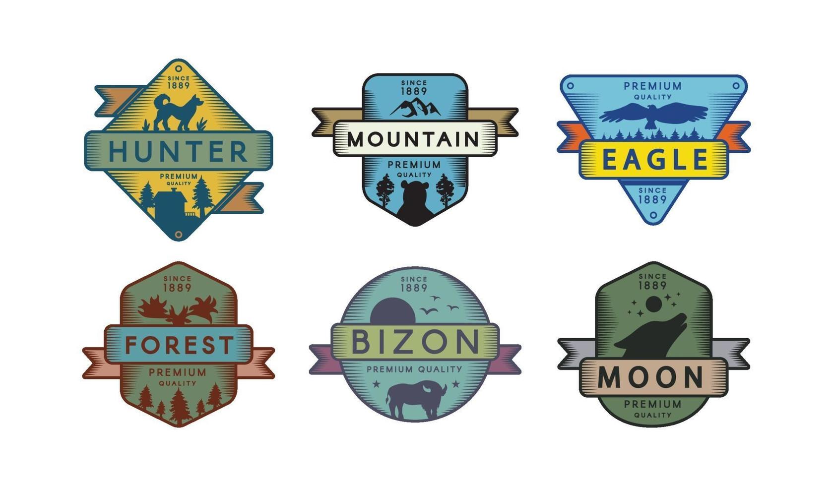 Forest wildlife vector logo templates set