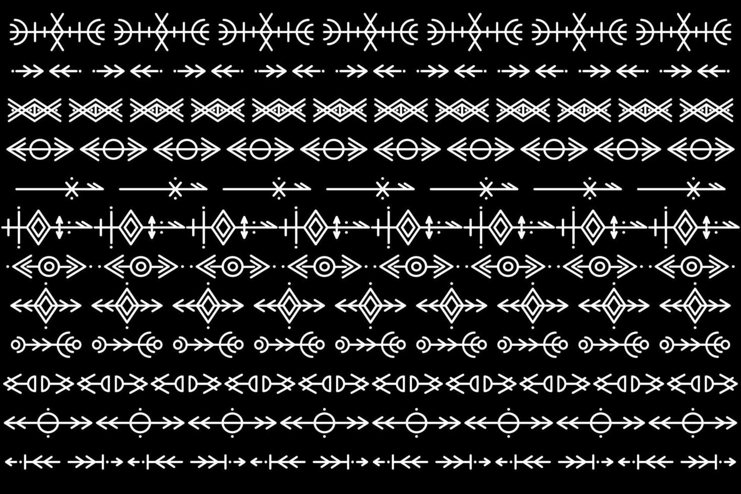 Set of Vector Pattern Brushes. Ethnic pattern. create borders, frames, dividers. Hand drawn template design elements. Vector illustration.