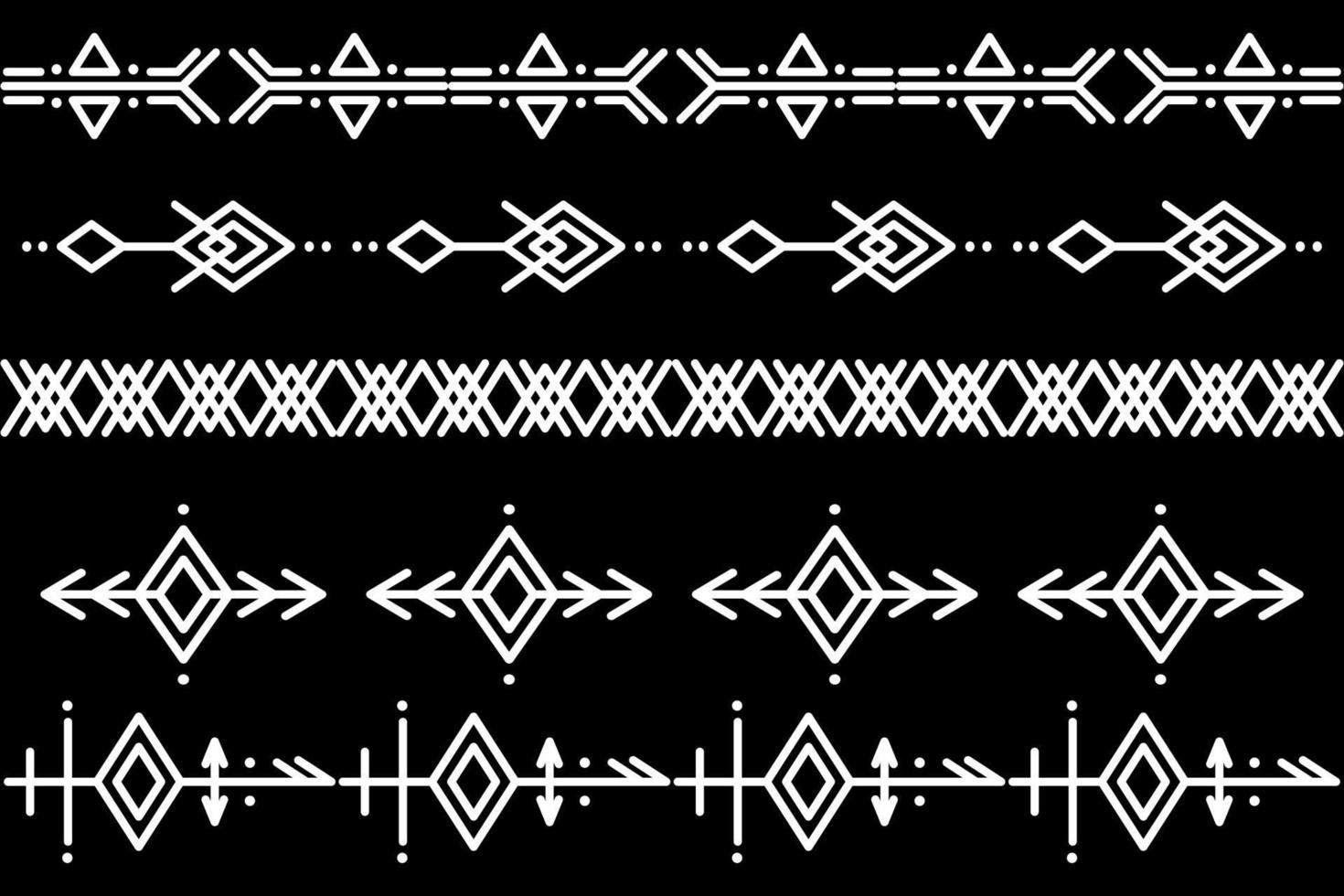 Set of Vector Pattern Brushes. Ethnic pattern. create borders, frames, dividers. Hand drawn template design elements. Vector illustration.