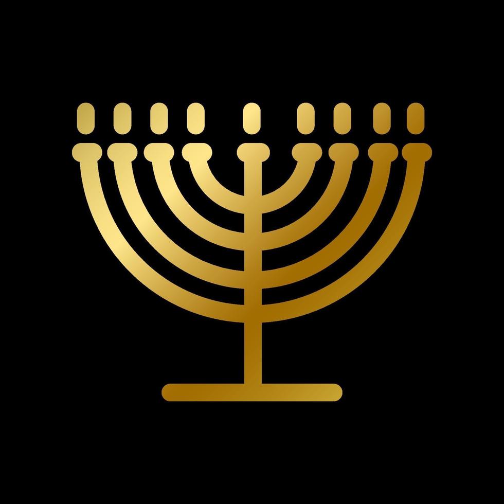 Menorah symbol isolated gold judaism religion sign vector