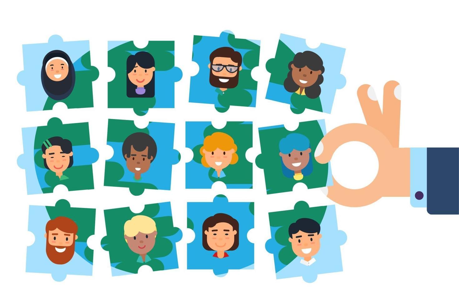 Diverse community team building puzzle concept vector