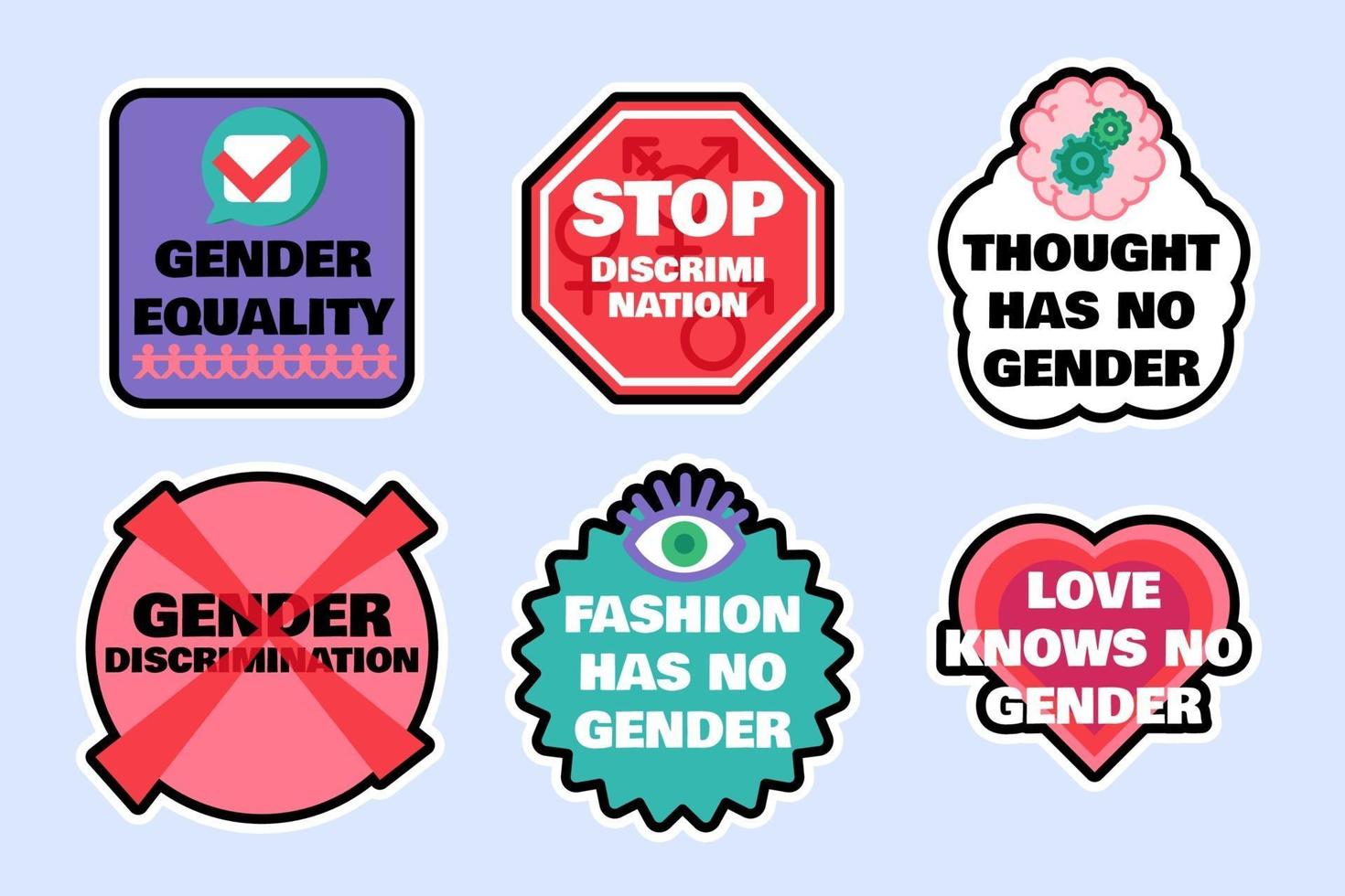 conjunto de señales para detener la discriminación de género vector