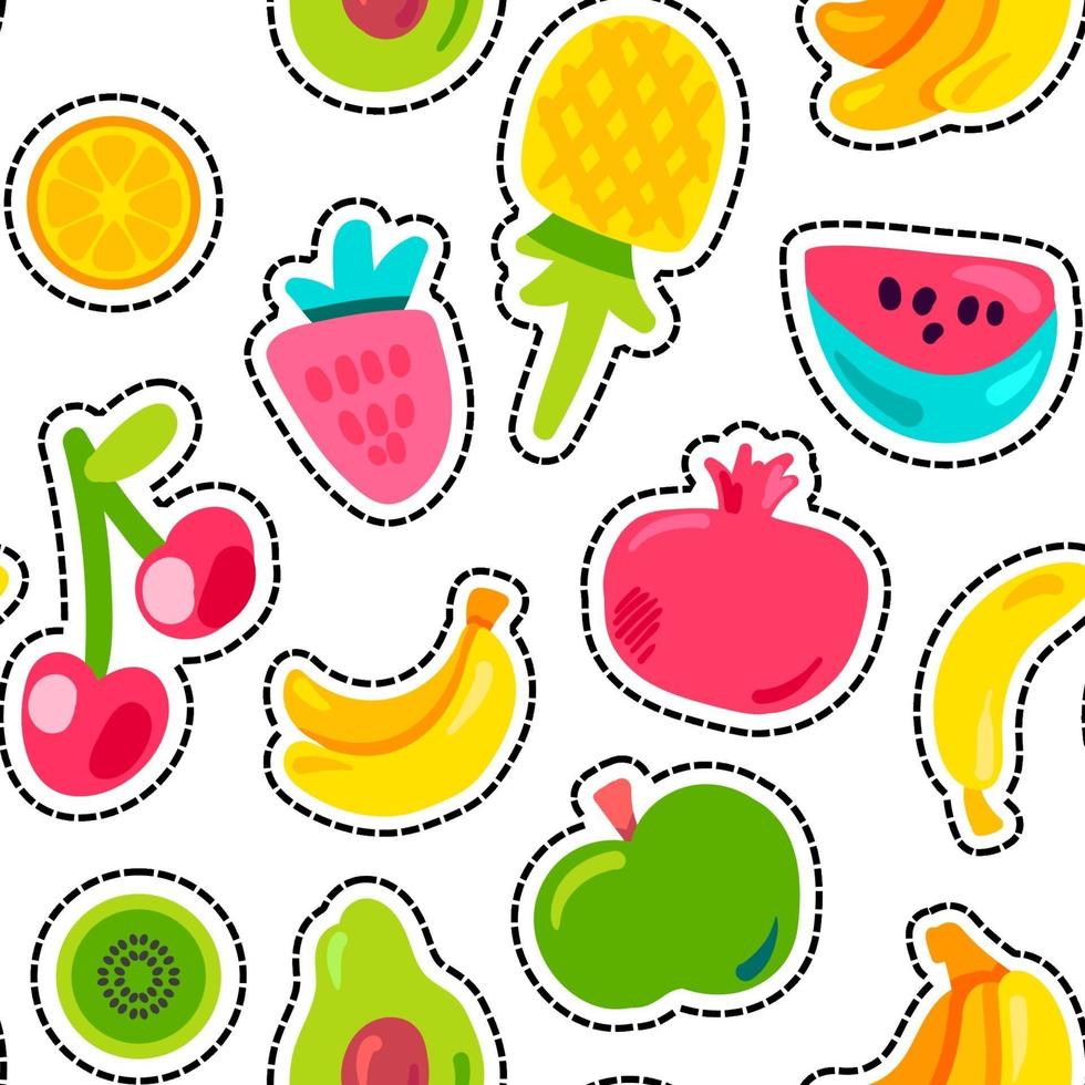 Bright Summer Juicy Fruit Painted Seamless Pattern vector