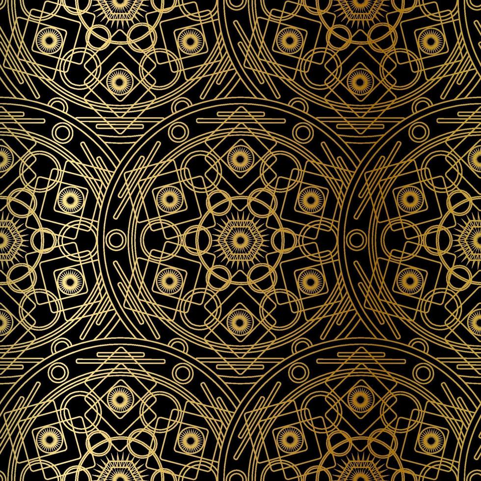 arte de lujo dorado mandala boho de patrones sin fisuras vector