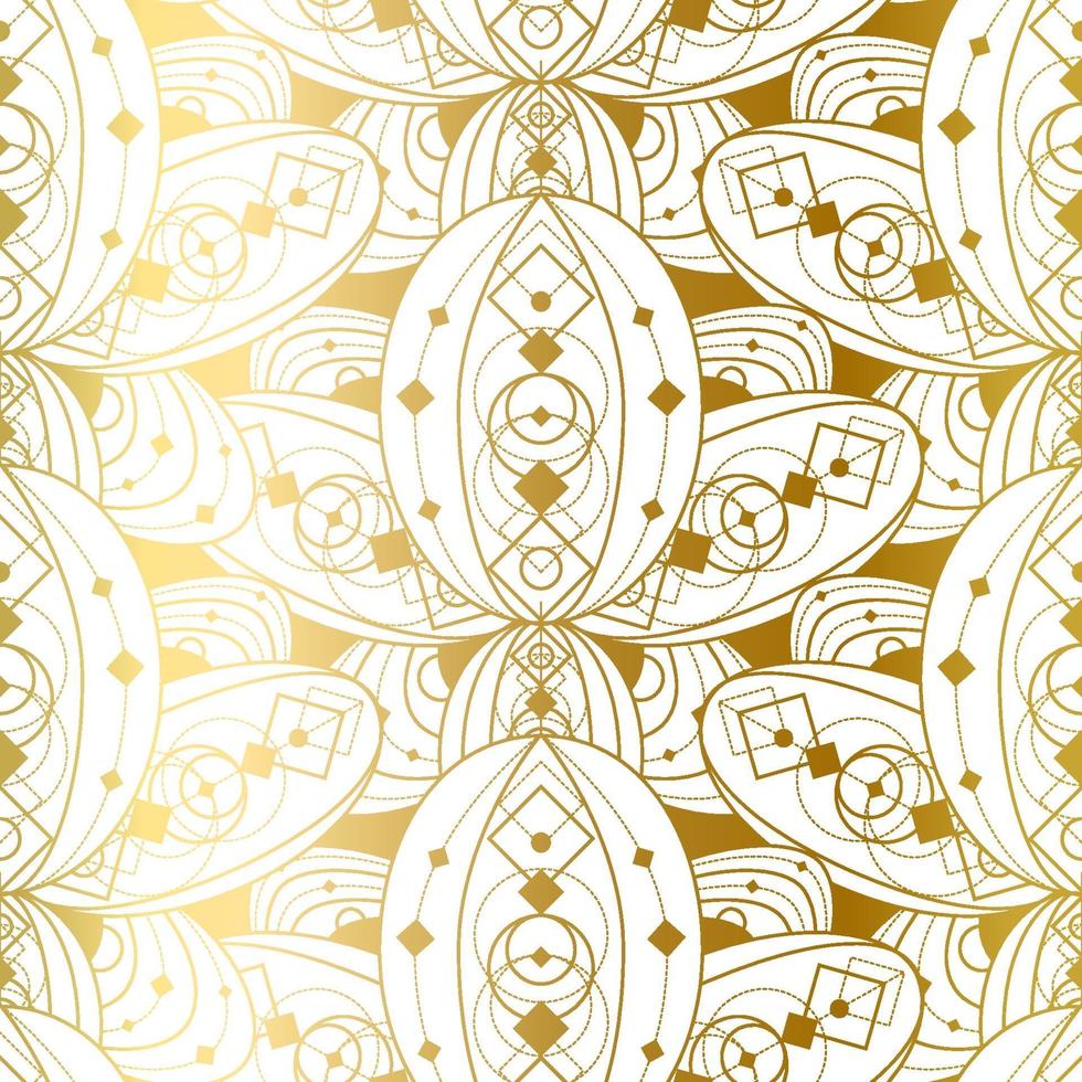 Vector Seamless Pattern with Abstract Golden Ornament