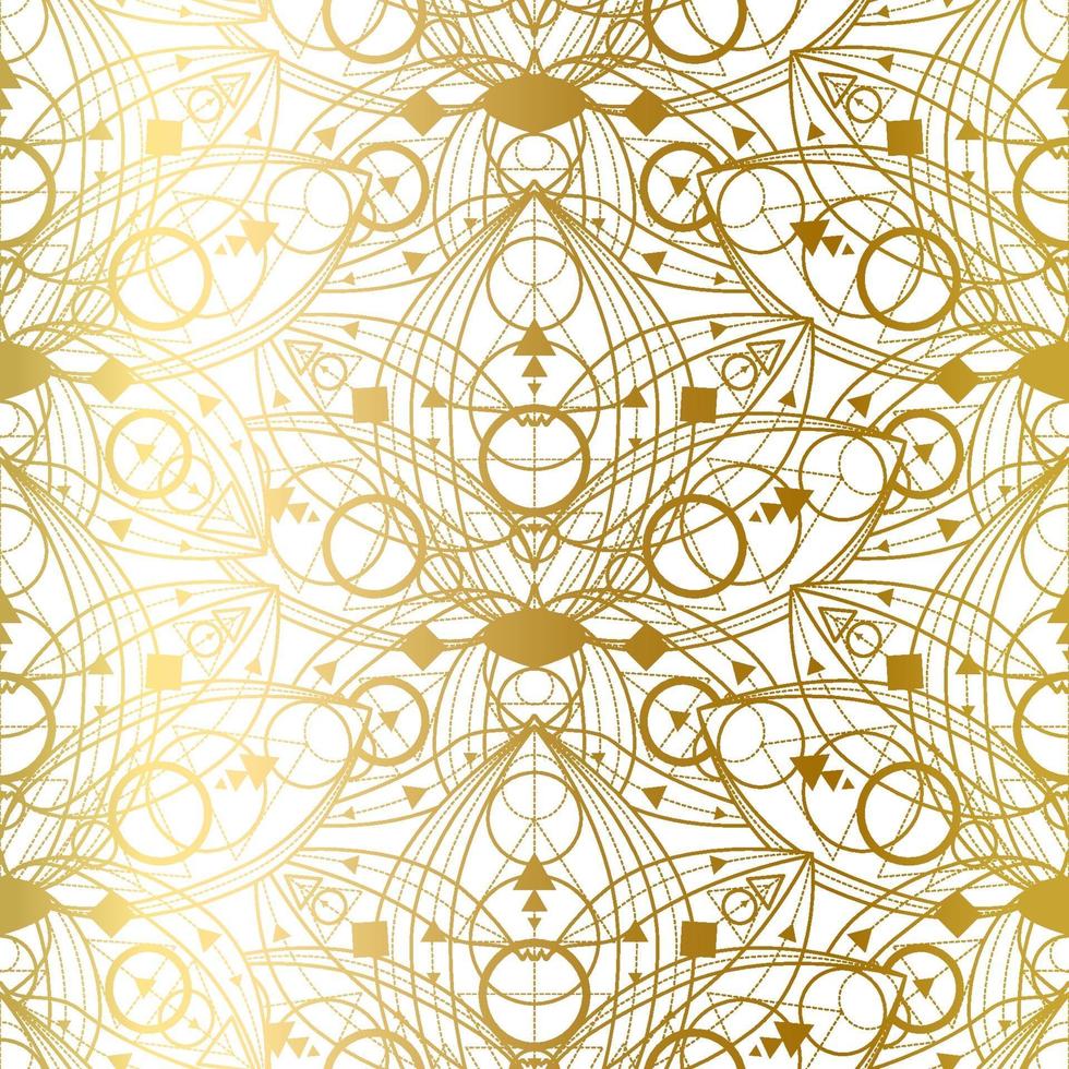 Seamless Pattern with Natural Golden Lotus Art vector