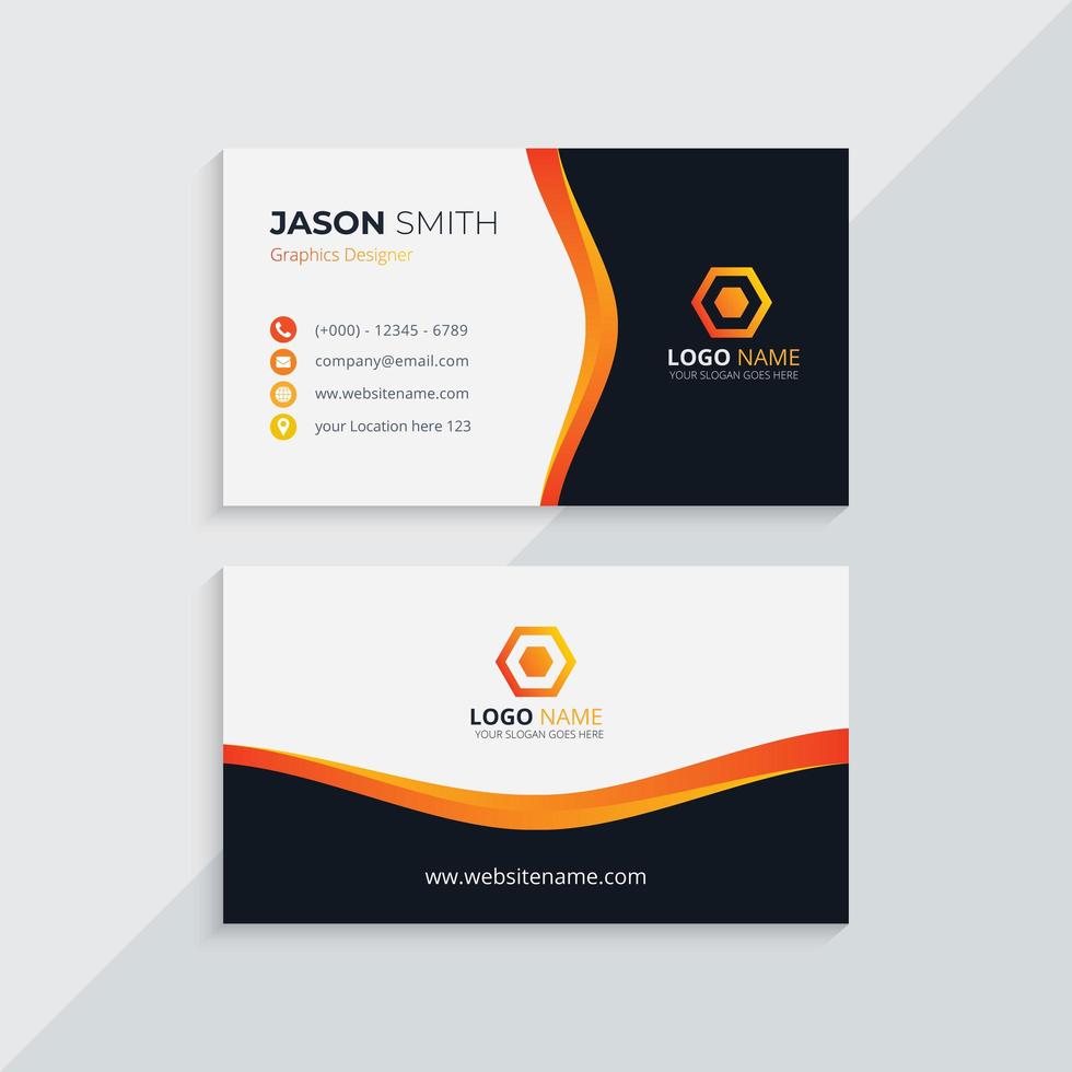 Orange clean business card Template vector