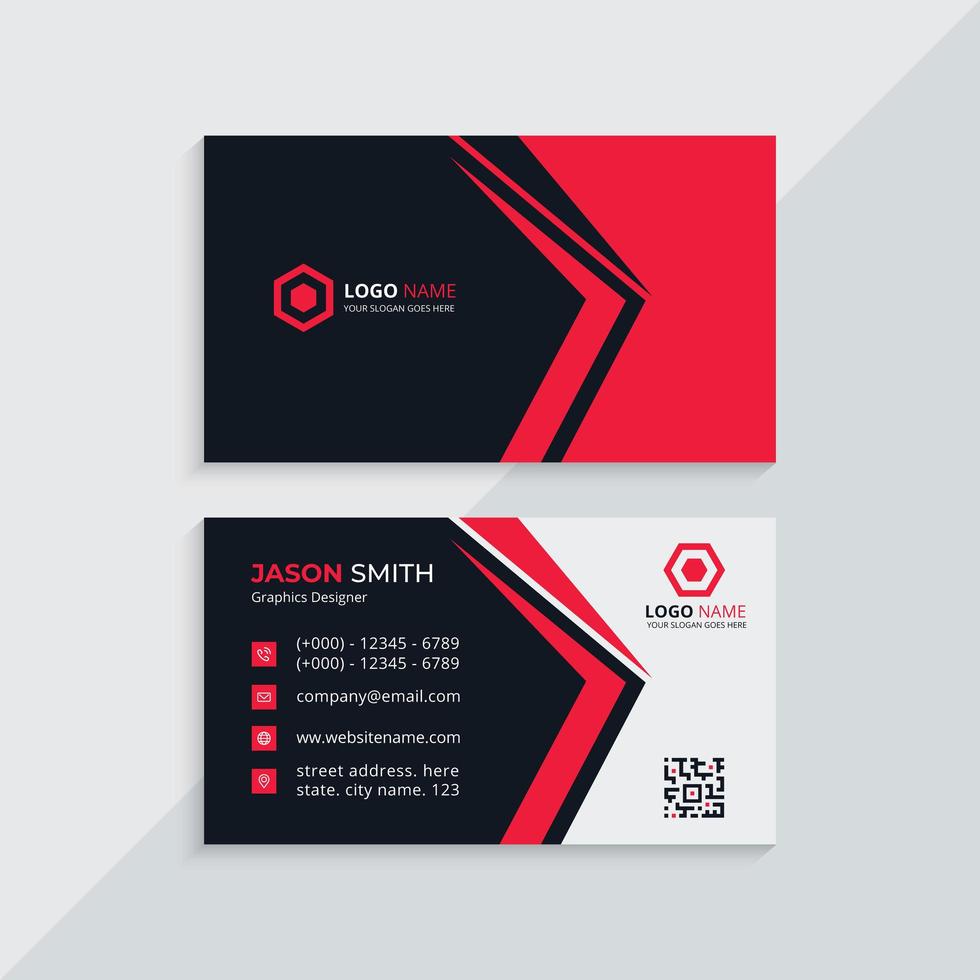 Professional Red and Black business card vector