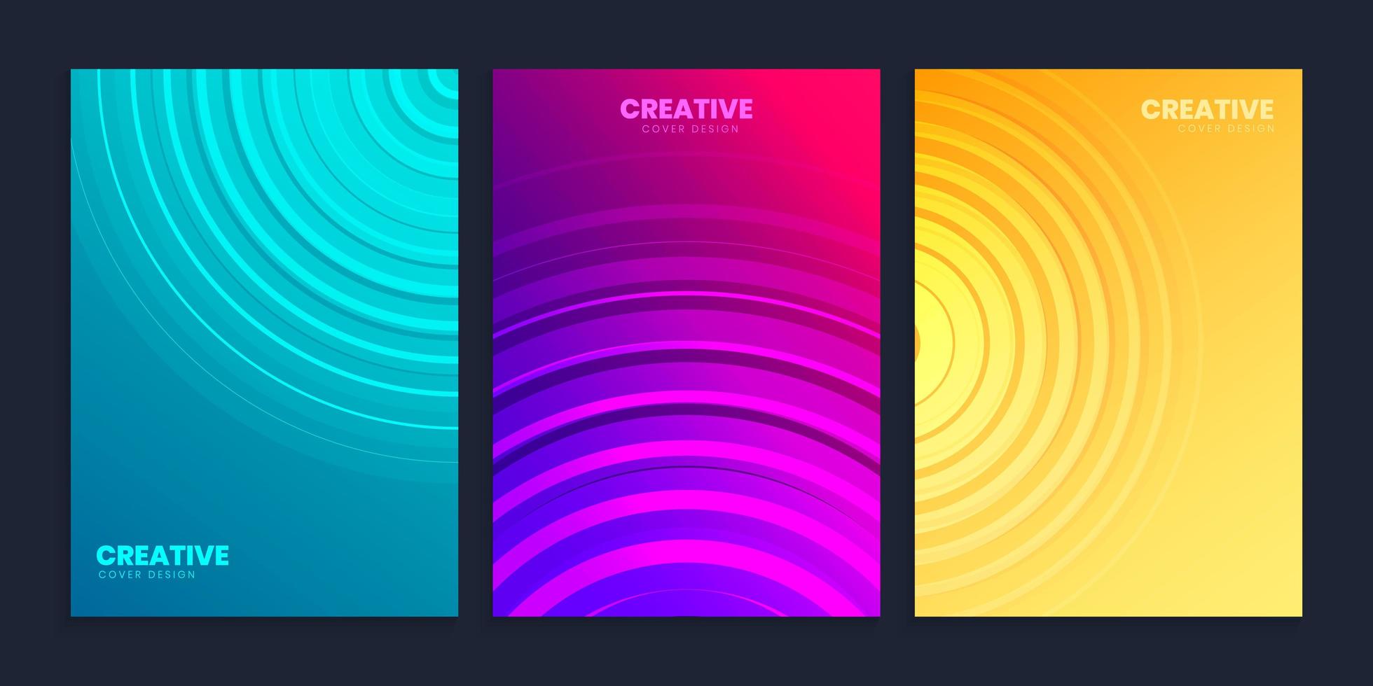 Minimal cover design template set with gradient background vector