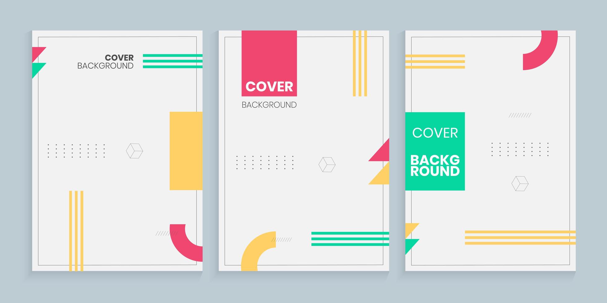 Memphis style cover template set, Minimal cover design template set with memphis style vector