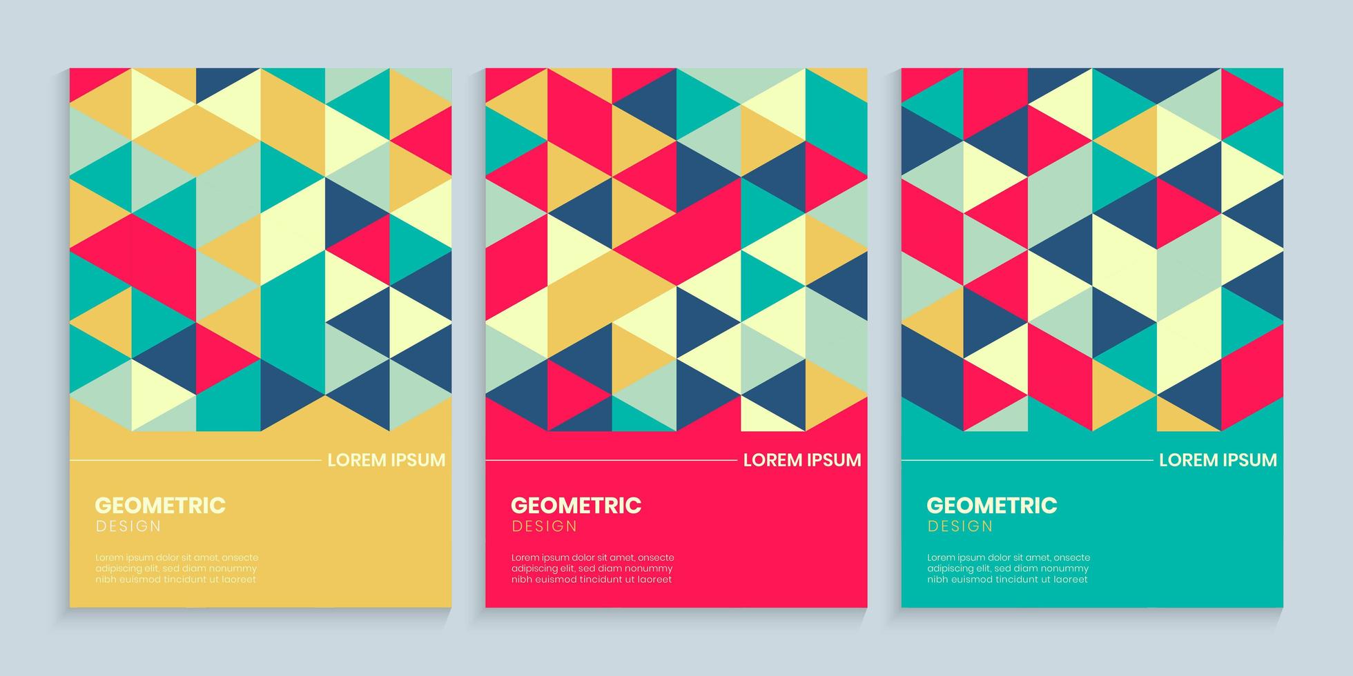 Geometric Cover Design with Colorful Triangles vector