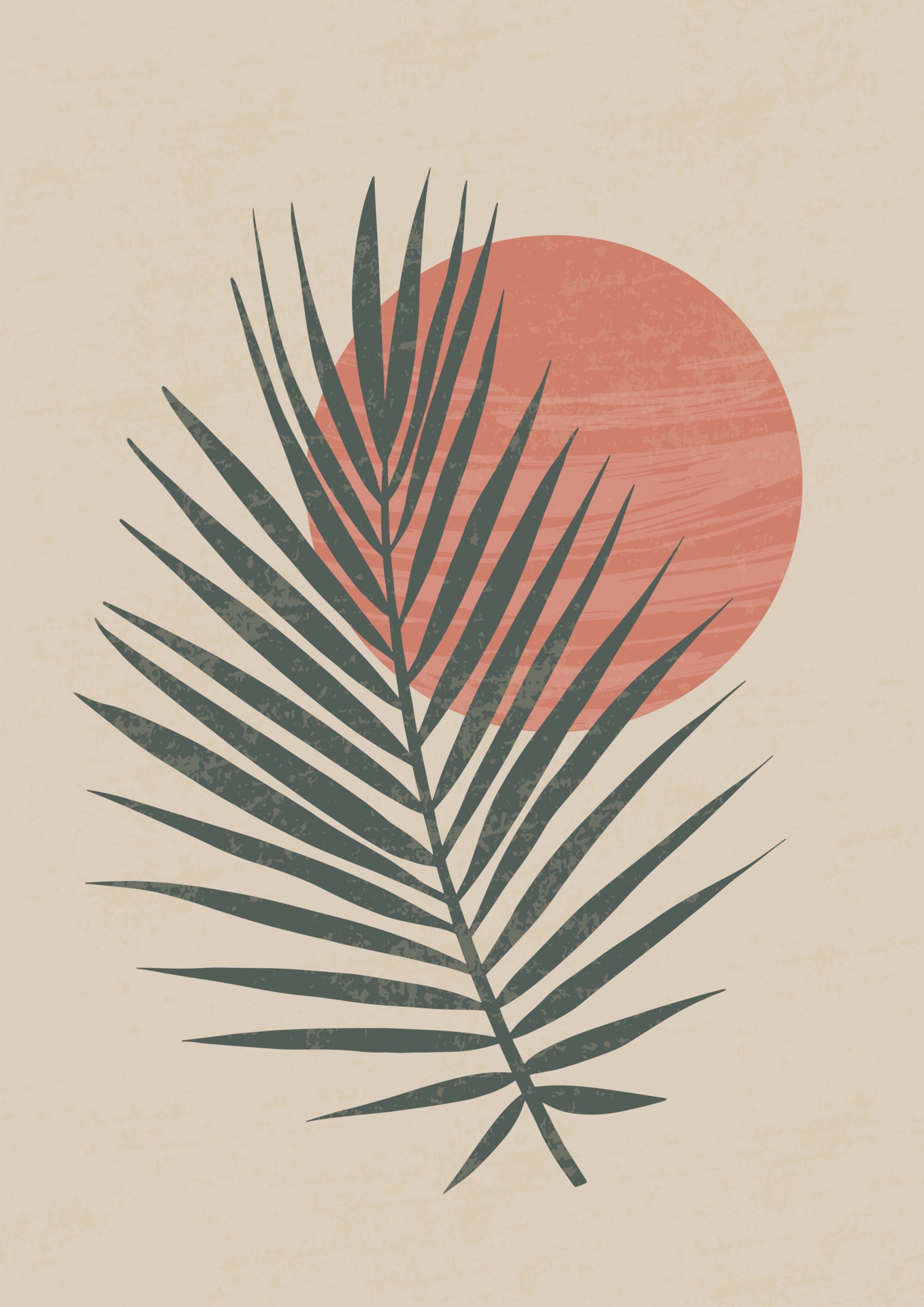 Abstract Leave Wall Printable Art Boho Art Print Living Room Wall Art Minimalist Decor Boho Fan Palm Botanical Print in Terracotta Color
