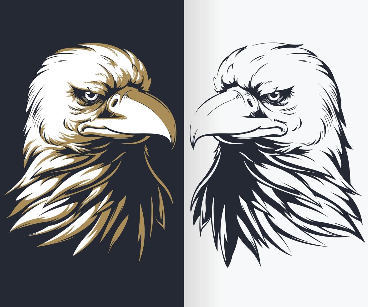 Silhouette bald eagle head isolated vector set