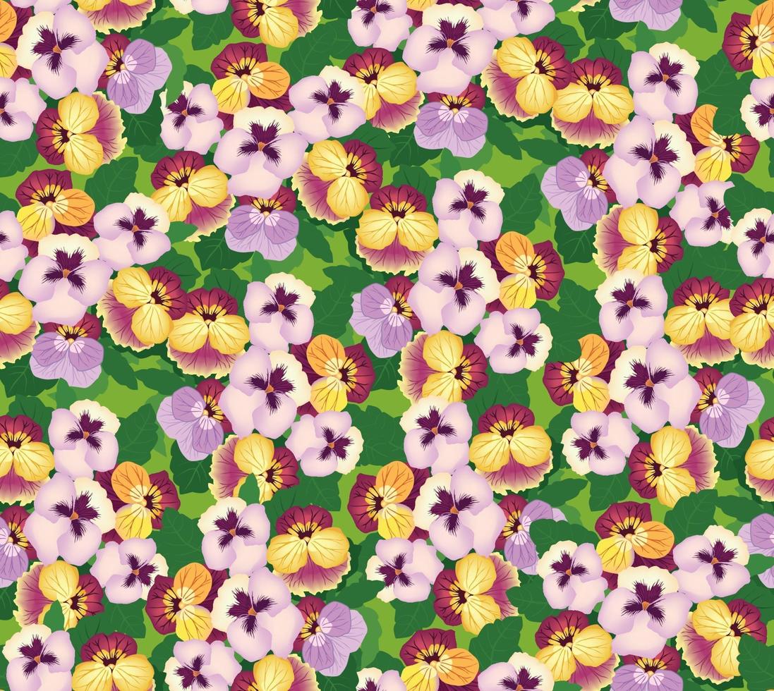 patrón floral sin fisuras. fondo de flor de pensamiento. textura transparente floral con flores. florecer papel tapiz de azulejos vector