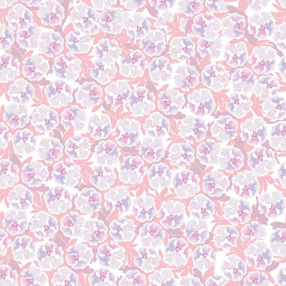 patrón floral sin fisuras. fondo de flor de pensamiento. textura transparente floral con flores. florecer papel tapiz de azulejos vector