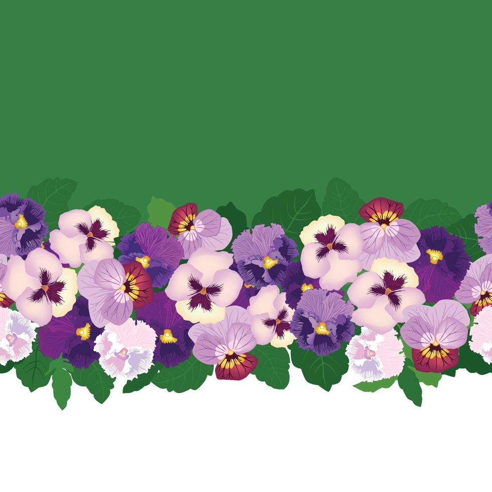 Floral seamless border pattern. Flower heartsease background. Floral seamless decor with flowers. Flourish tiled wallpaper vector