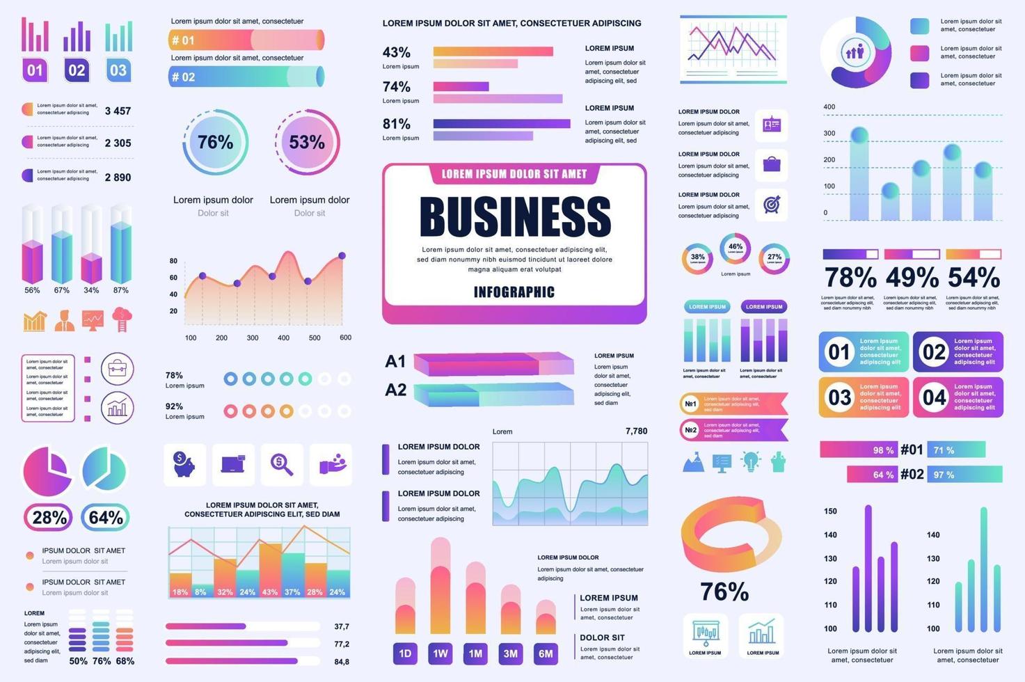 Bundle business and finance infographic elements vector