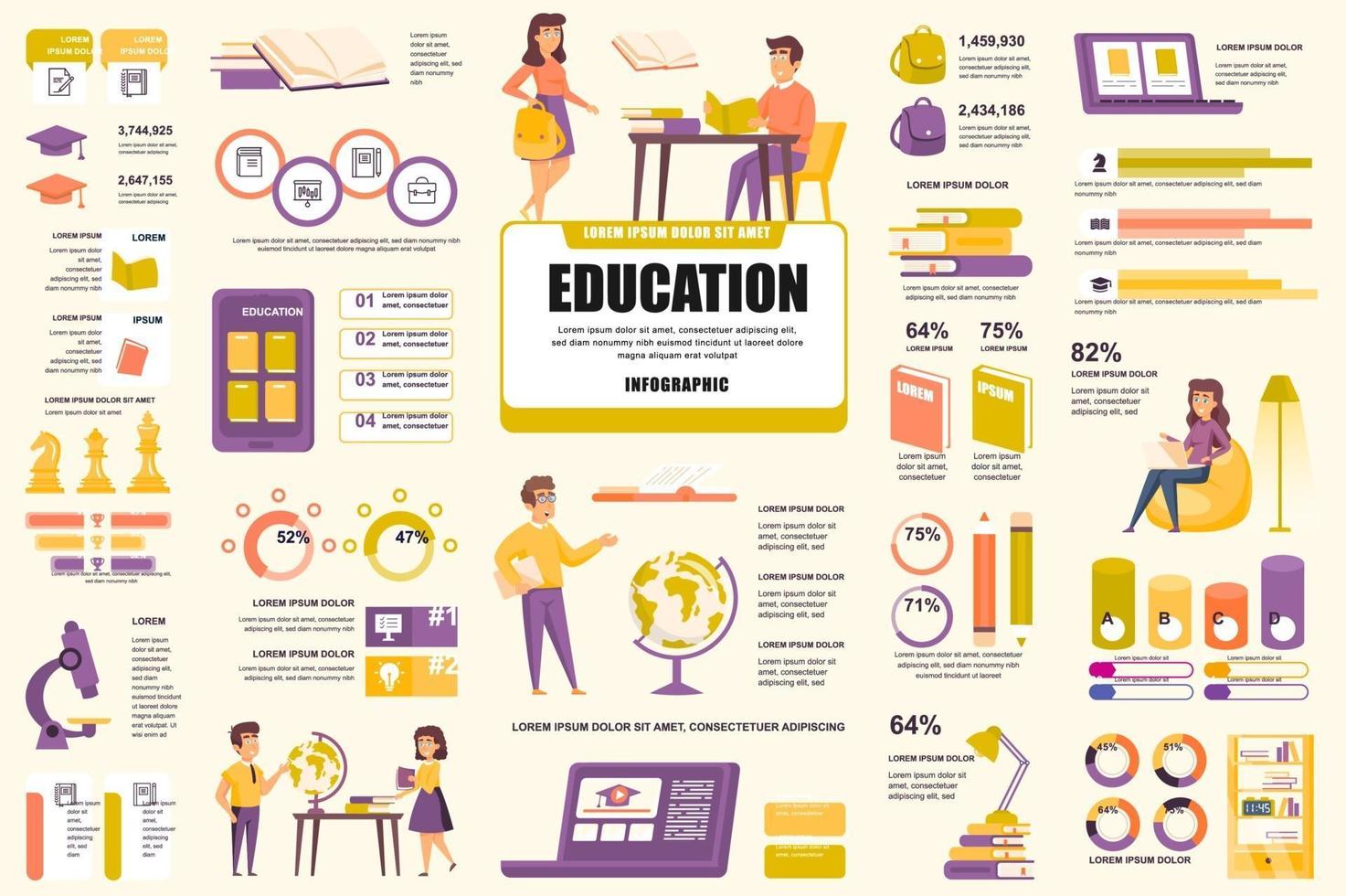 agrupar elementos de infografía de educación en línea vector