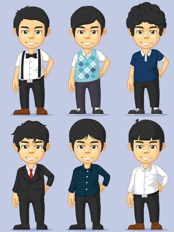 Young Man Character Boy Mascot Avatar Customizable Vector Drawing set