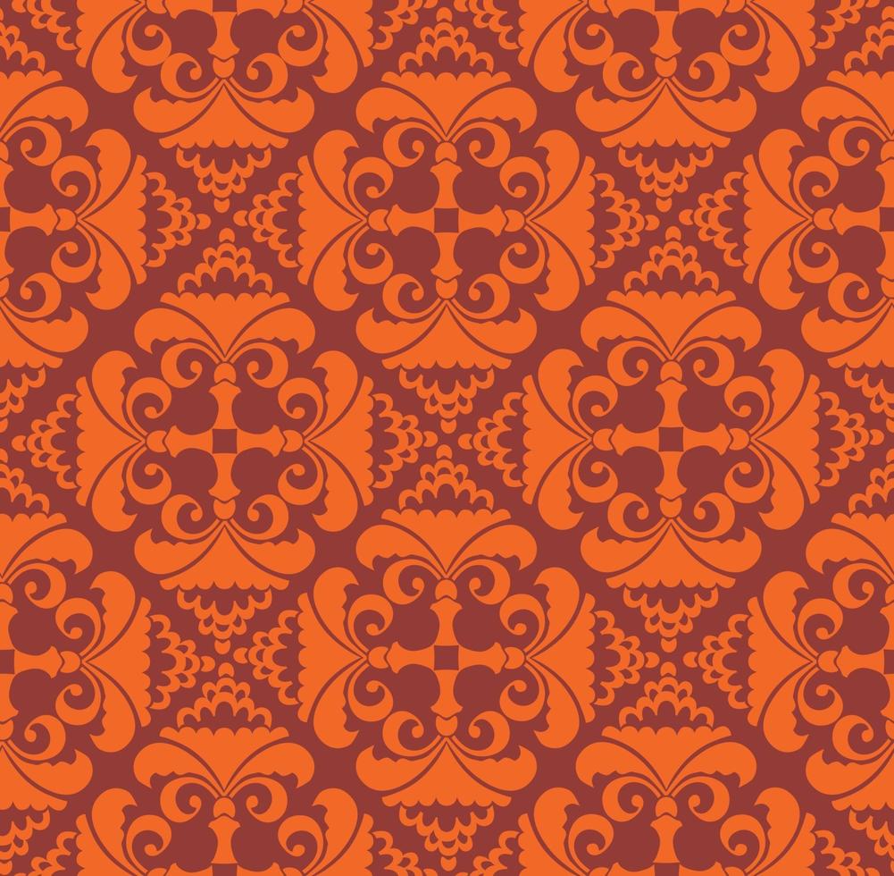 Floral damask seamless ornament. Retro brocade background, oriental ethnic flourish retro texture. Abstract geometric pattern vector