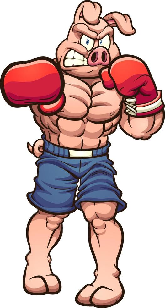 Strong boxing pig vector