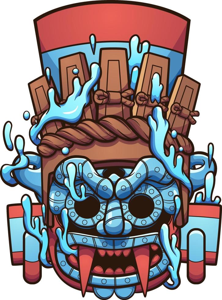 Cartoon  Tlaloc vessel vector