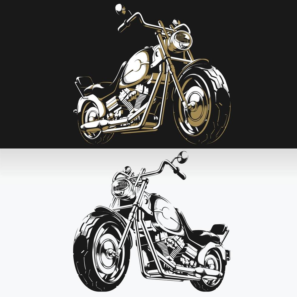 Silhouette Retro Motorcycle Chopper Biker Stencil Isolated Drawing set vector