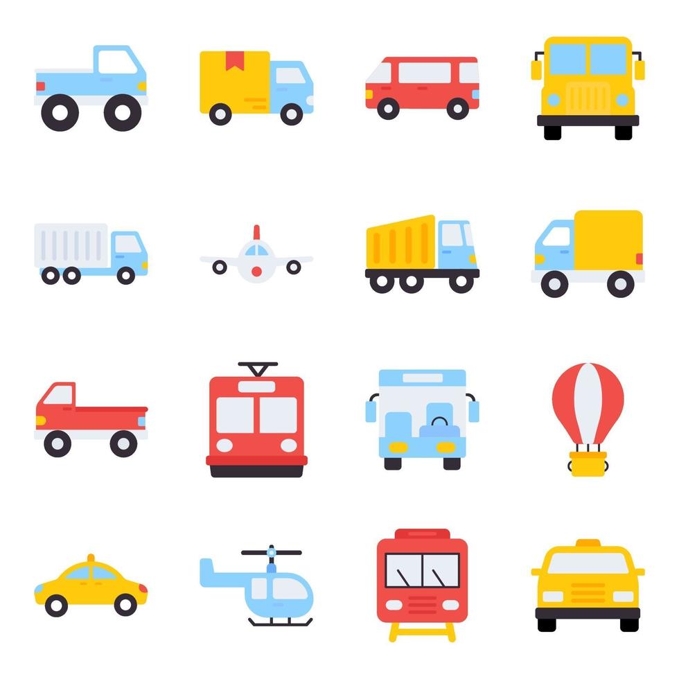 Pack of Transport Flat Icons vector