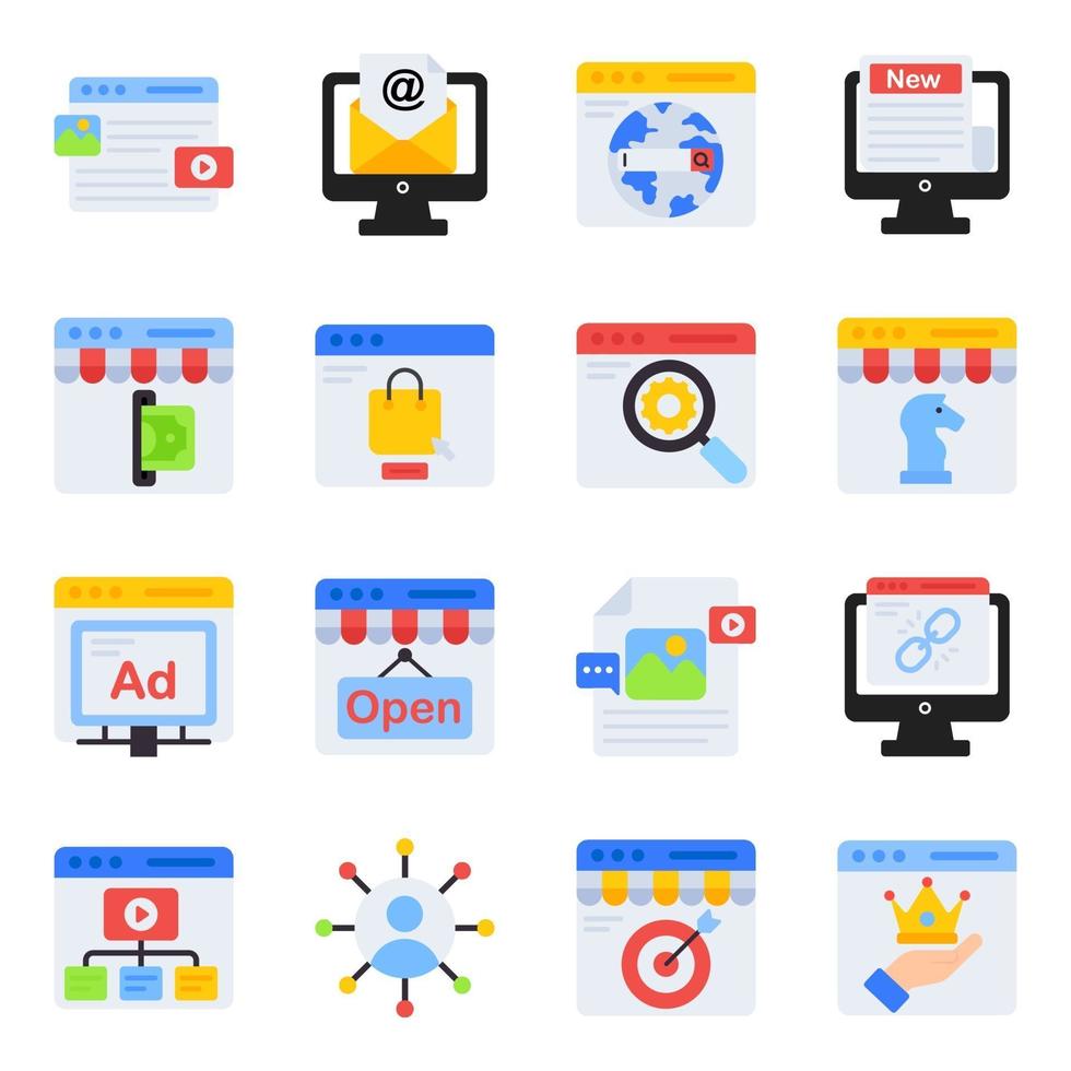 Pack of Web Shopping Flat Icons vector