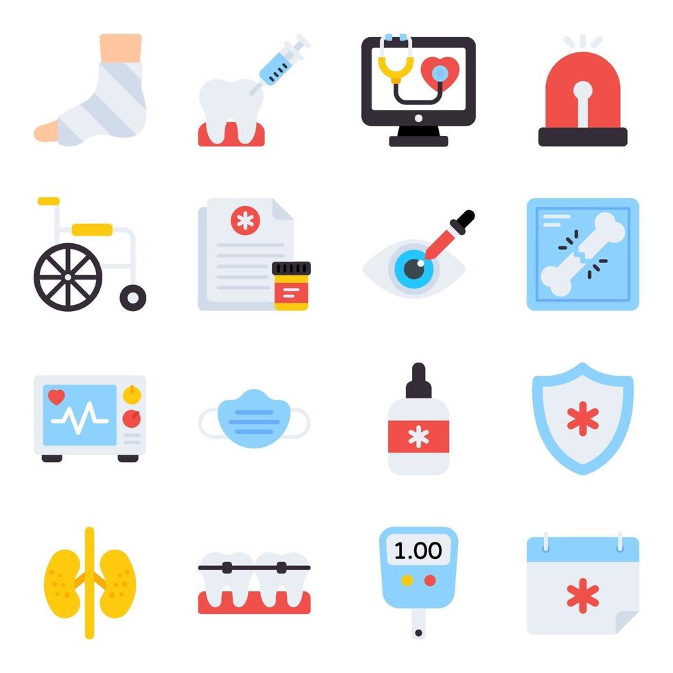 Pack of Healthcare Flat Icons vector