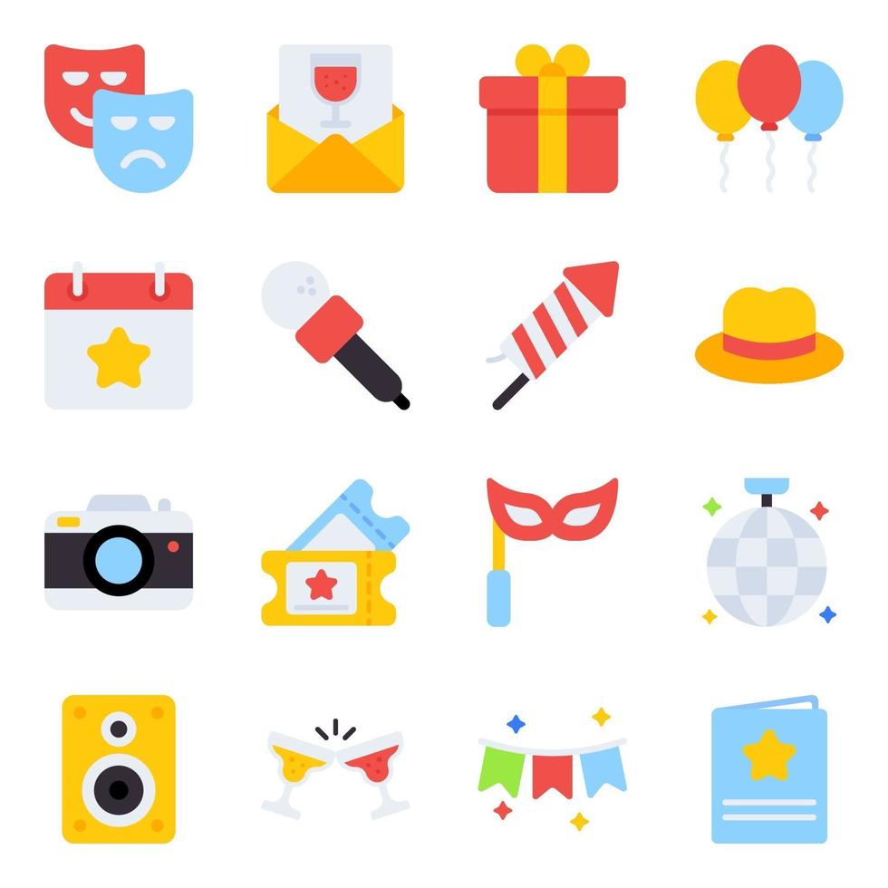 Pack of Party Flat Icons vector