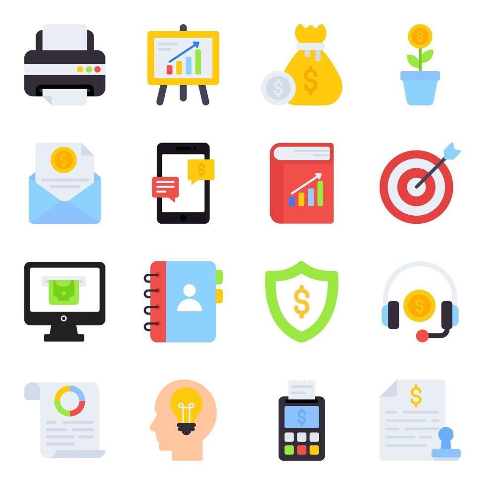 Pack of Investment Flat Icons vector