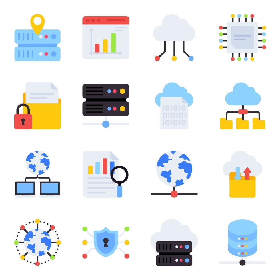 paquete de iconos planos de big data vector