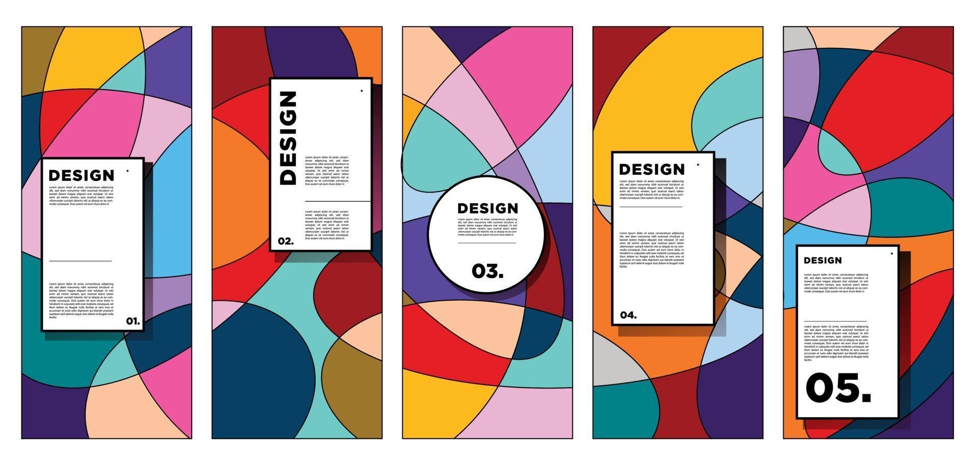 Vector vertical banner design template with colorful abstract geometric background