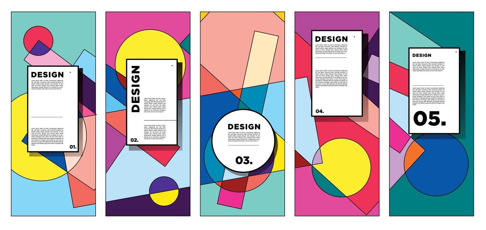 Vector vertical banner design template with colorful abstract geometric background