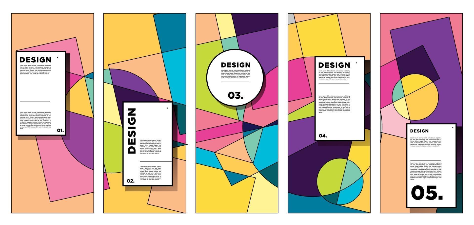 Vector vertical banner design template with colorful abstract geometric background