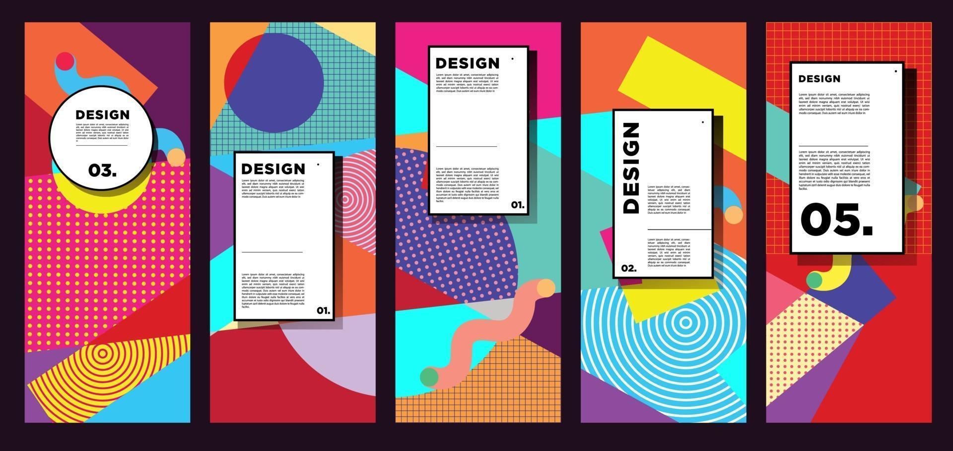 Vector vertical banner design template with colorful abstract geometric background