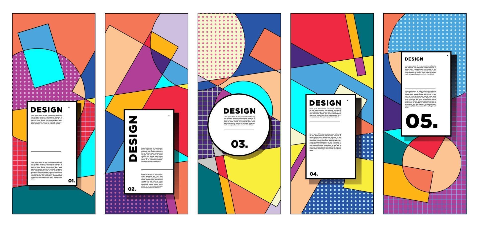 Vector vertical banner design template with colorful abstract geometric background
