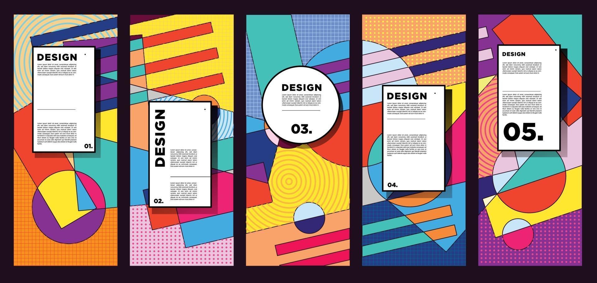 Vector vertical banner design template with colorful abstract geometric background