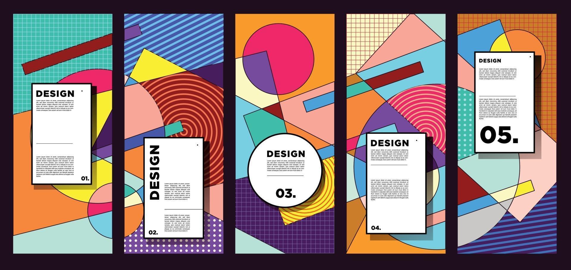 Vector vertical banner design template with colorful abstract geometric background