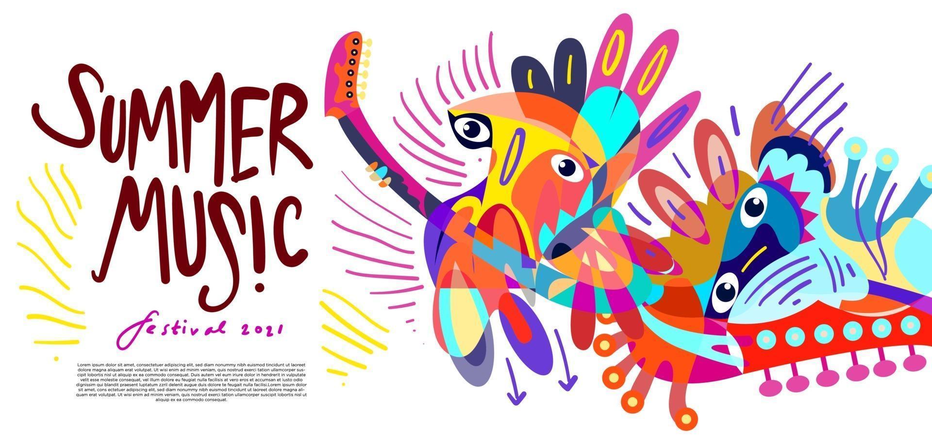 ilustración vectorial banner colorido festival de música de verano vector