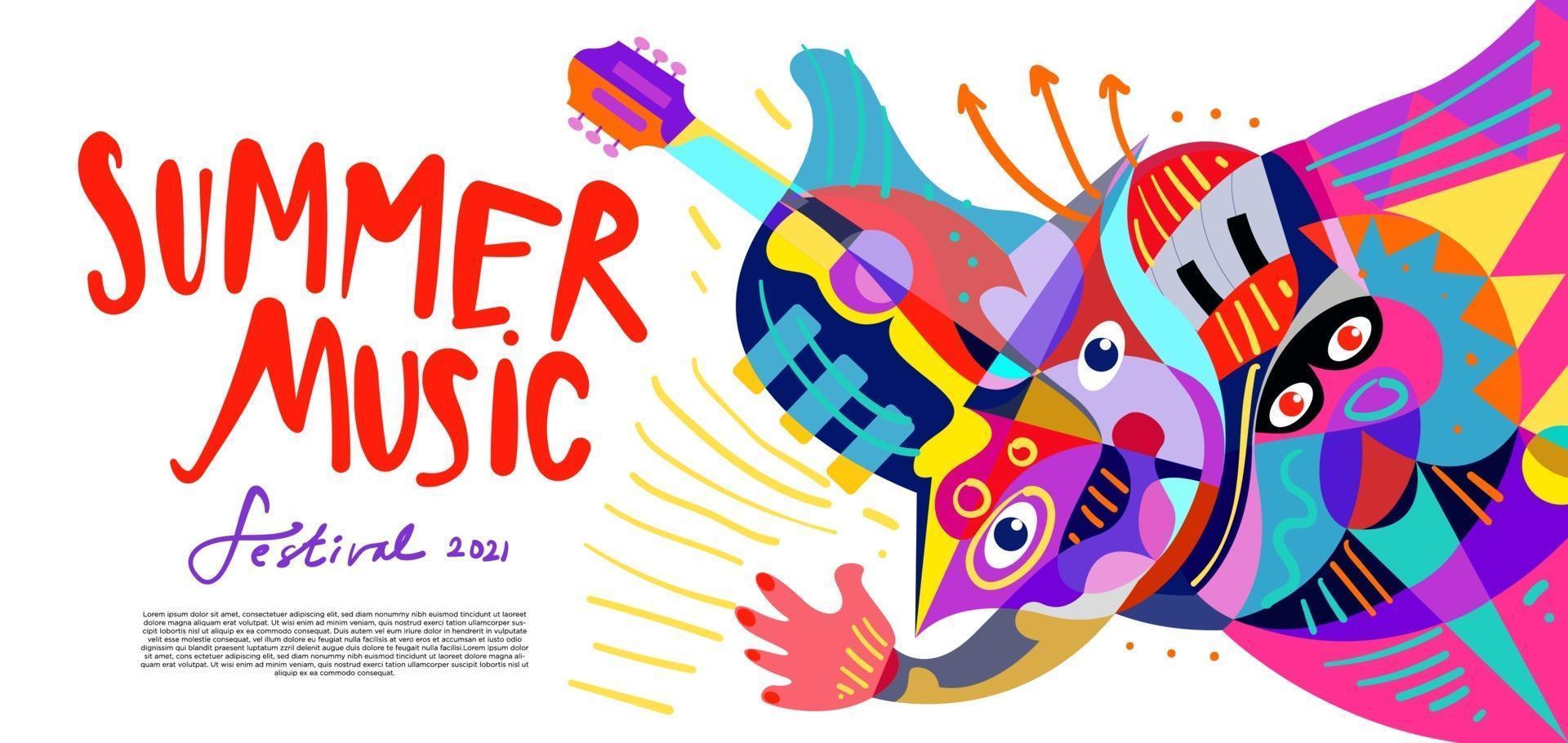 ilustración vectorial banner colorido festival de música de verano vector