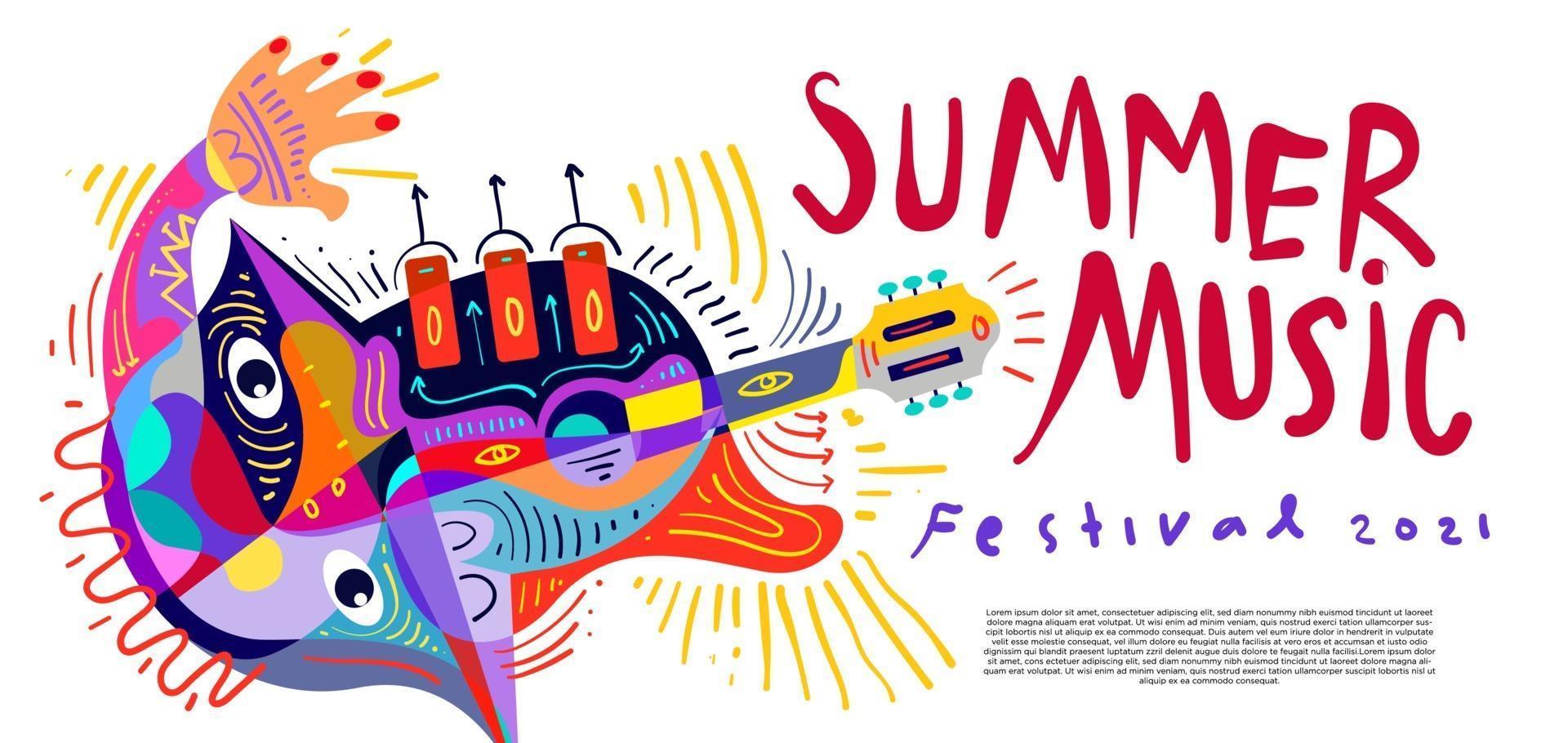 ilustración vectorial banner colorido festival de música de verano vector